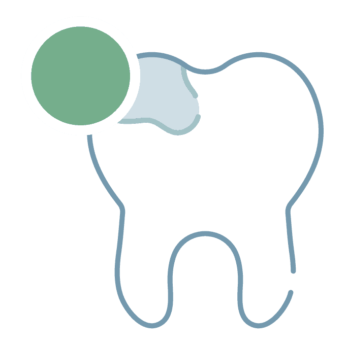 Icon graphic of a woman and a tooth
