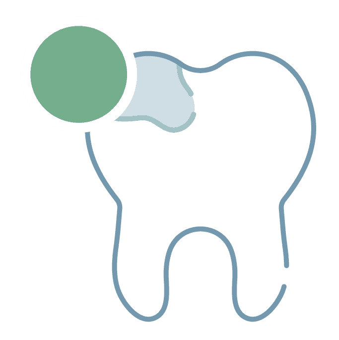 Icon graphic of a woman and a tooth