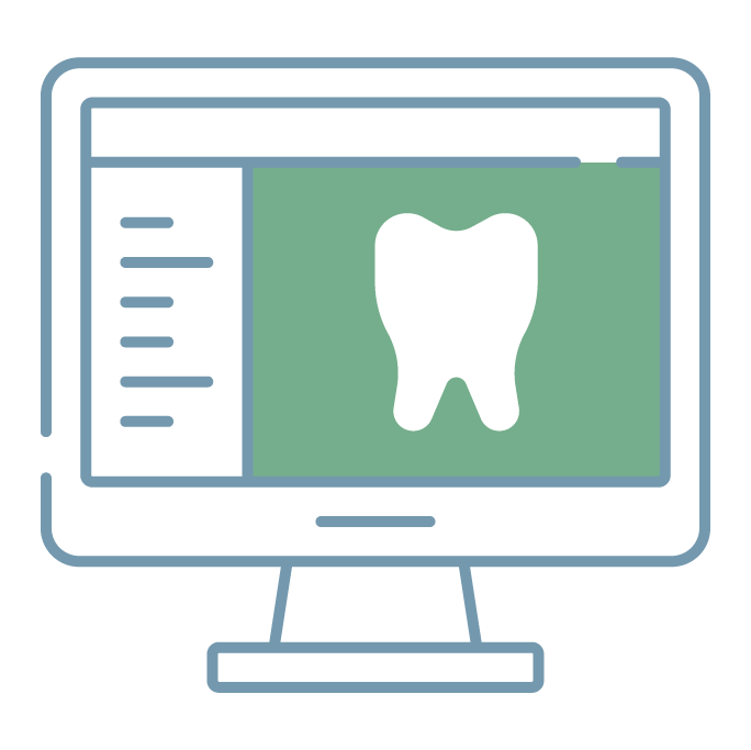 Icon graphic of a woman and a tooth