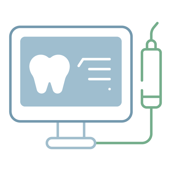 Icon graphic of a woman and a tooth
