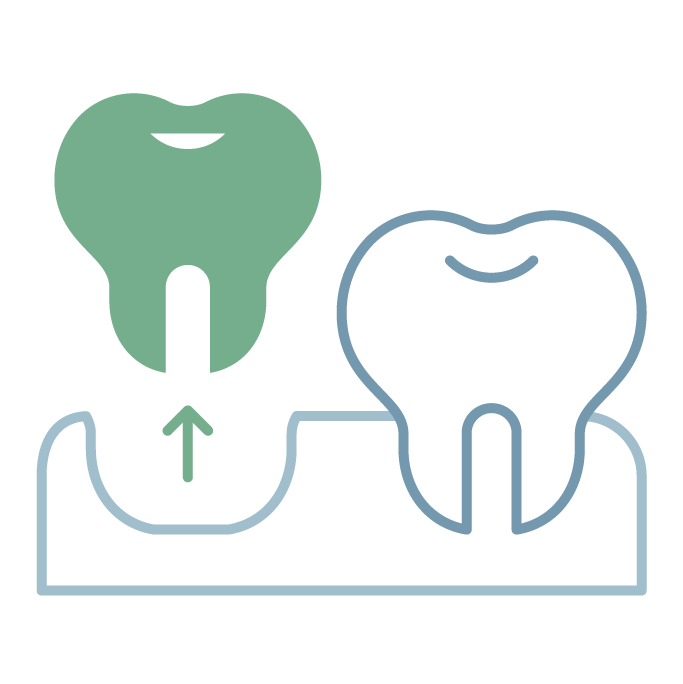 Icon graphic of a tooth and a health cross sign