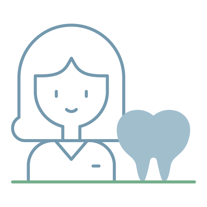 Icon graphic of a woman and a tooth