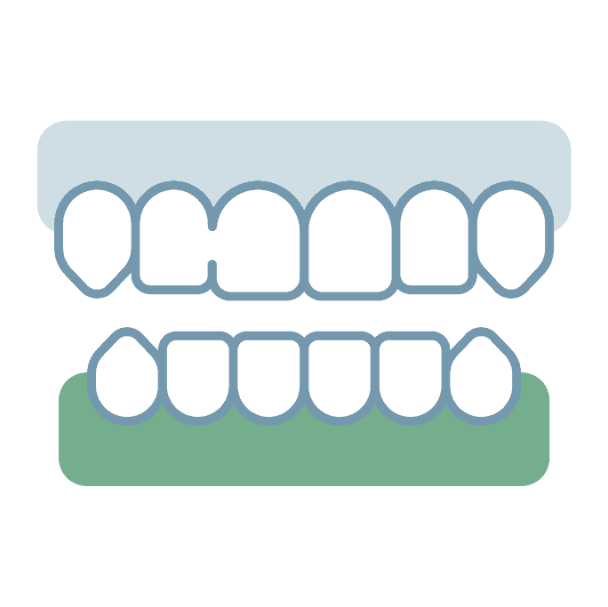 Icon graphic of a clean tooth and a toothbrush